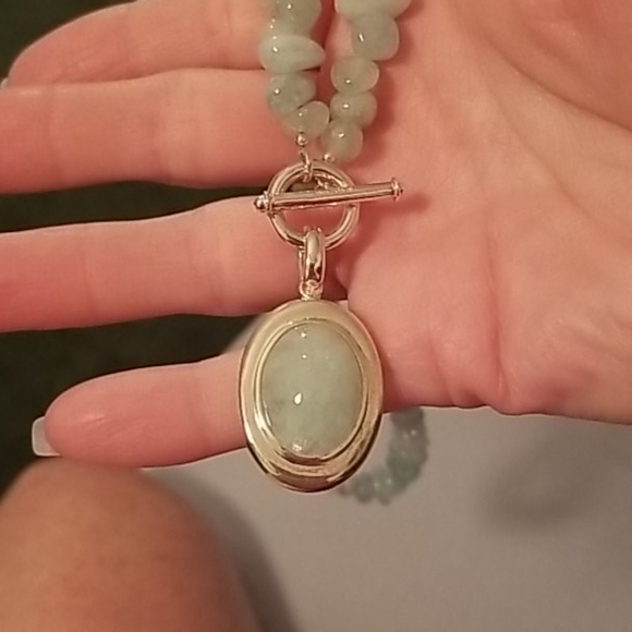 Milky aquamarine sterling silver necklace 🌊⛱ - Picture 2 of 3